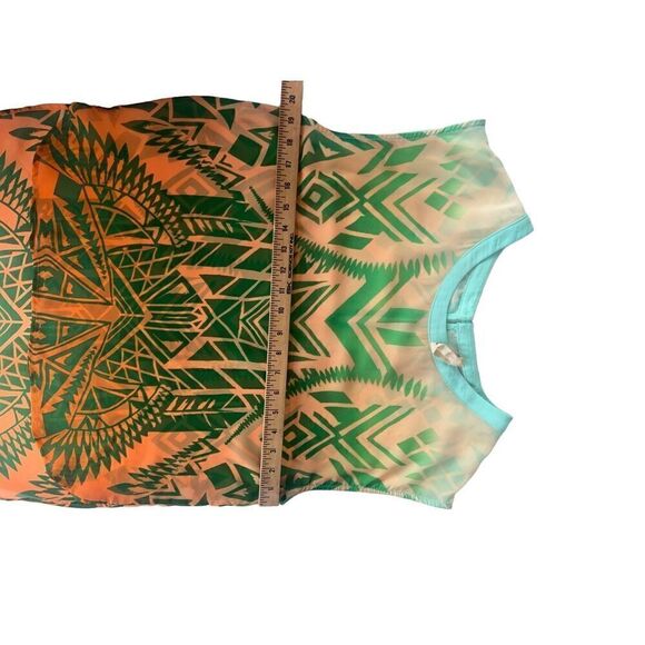 Love  marks Aztec bright colored sleeveles sheer blouse hi low hem - Picture 6 of 9